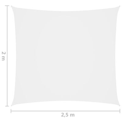 vidaXL Solseil oxfordstoff rektangulær 2x2,5 m hvit
