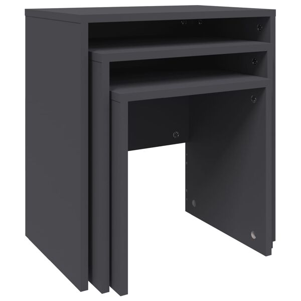 vidaXL Stablebare salongbord 3 stk grå konstruert tre