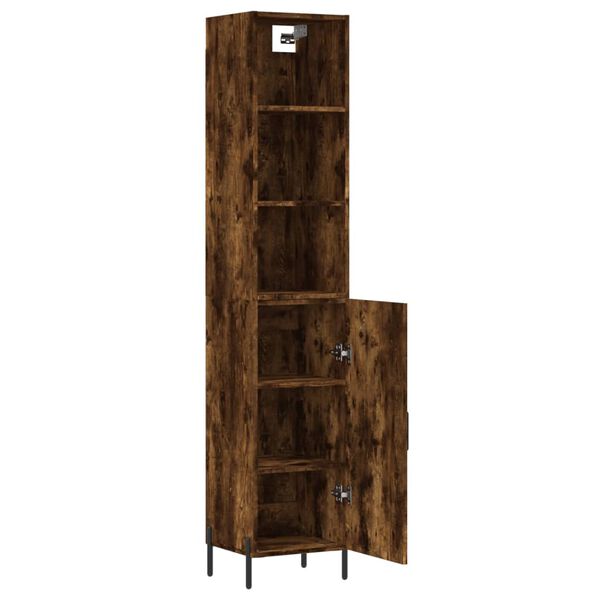 vidaXL Highboard r&oslash;kt eik 34,5x34x180 cm konstruert tre