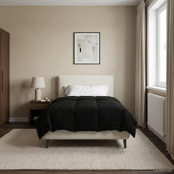 vidaXL Vinter Dynen Quilted Svart 135 x 220 cm Mikrofiber