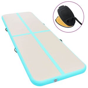 vidaXL Oppblåsbar gymnastikkmatte med pumpe 300x100x10 cm PVC grønn