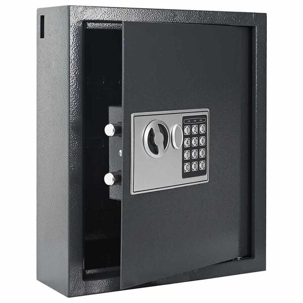 vidaXL Digital safe med l&aring;s M&oslash;rke gr&aring; 30 x 10 x 36,5 cm St&aring;l