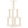 vidaXL Kattetre med klorestolper i sisal kremhvit 111 cm