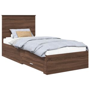 vidaXL Sengestamme Brun Eik og S&oslash;lv 75 x 190 cm Konstruert tre