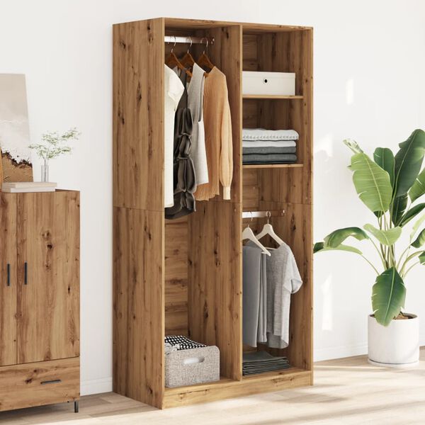 vidaXL Garderobe artisan eik 100x50x200 cm konstruert tre