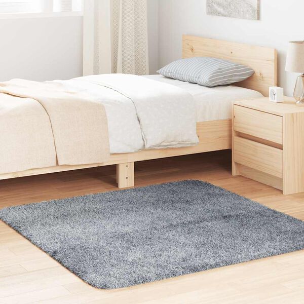 vidaXL Flossteppe med lang luv NAVARRA lysegrå 120x120 cm polyester