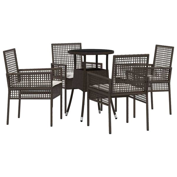 vidaXL Hage Spisegruppe 5 pcs Brun Poly rattan
