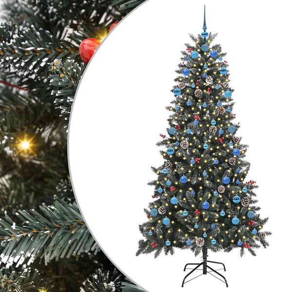 vidaXL Kunstig juletre med 300 LED gr&oslash;nn 210 cm PVC og plast og st&aring;l