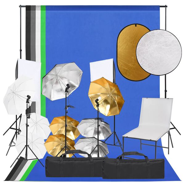 vidaXL Fotostudiosett med lyssett, fotobord og reflektor