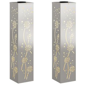vidaXL Solenergi LED stibelys 2 stk. Varmhvit 18 x 18 x 80 cm