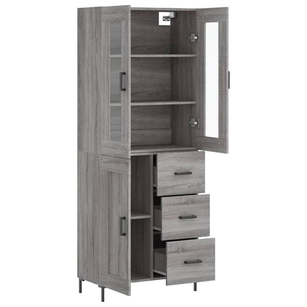 vidaXL Highboard gr&aring; sonoma 69,5x34x180 cm konstruert tre
