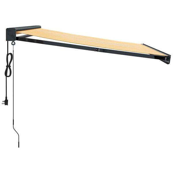 vidaXL Uttrekkbar markise gul og hvit 3x2,5 m stoff og aluminium