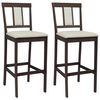 vidaXL Barstol 2 stk. Lys brun og beige Massiv gummitre og stoff