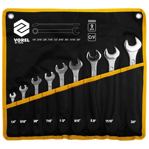 VOREL Kombinasjonsn&oslash;kkelsett 9 deler 6-19 mm