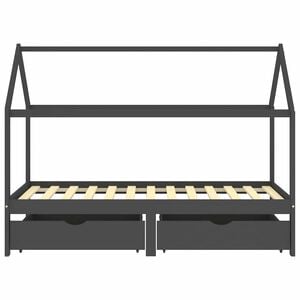 vidaXL Sengeramme for barn med skuffer heltre furu 90x200 cm m&oslash;rkegr&aring;