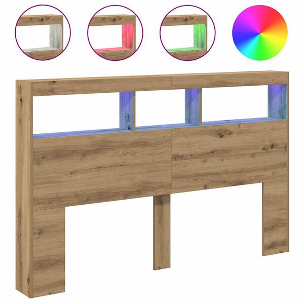 vidaXL Hodegavl skap med LED artisan eik 160x17x102 cm