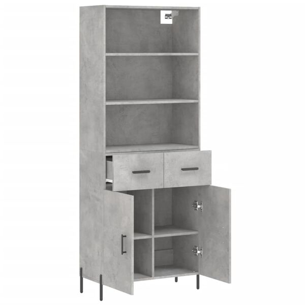 vidaXL Highboard betonggrå 69,5x34x180 cm konstruert tre