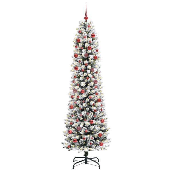 vidaXL Kunstig juletre med 300 LED Hvit 210 cm PVC og Metall og Plast