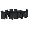vidaXL Hage Spisegruppe 9 pcs Svart polyrotting