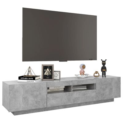 vidaXL TV-benk med LED-lys betonggrå 180x35x40 cm