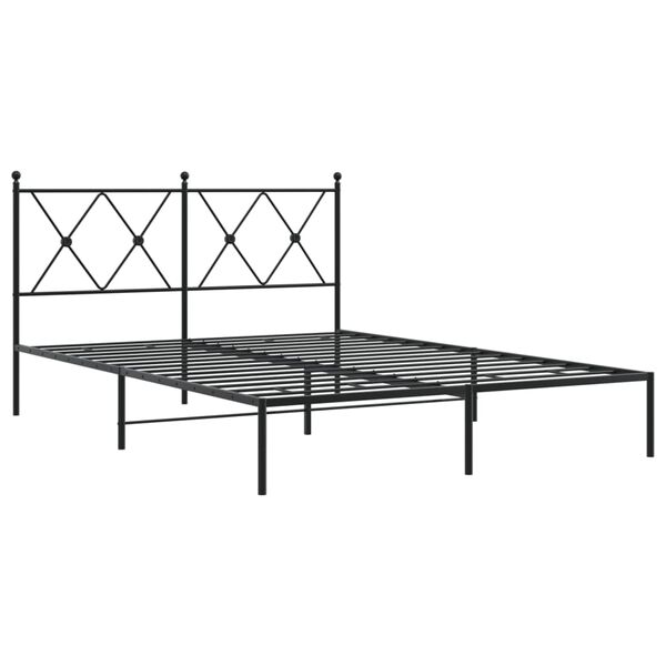 vidaXL Sengeramme i metall med hodegavl svart 140x190 cm