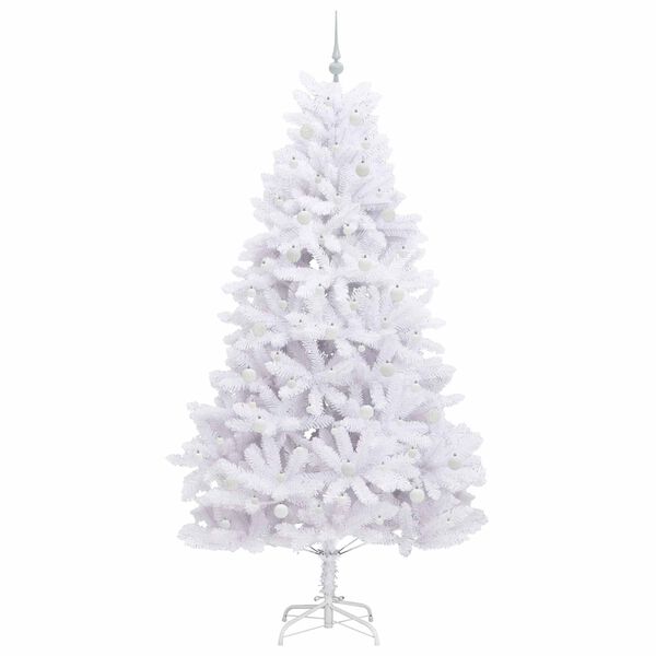 vidaXL Kunstig sammensatt juletre med 300 LED Hvit 240 cm PVC og st&aring;l