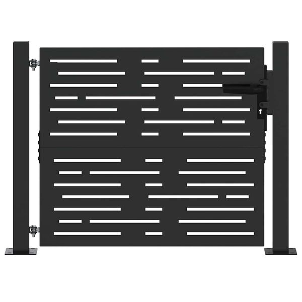 vidaXL Hageport med lås Svart 100 x 100 cm Pulverlakkert stål