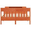 vidaXL Seng med bokhylle uten madrass voksbrun 140x190 cm heltre furu