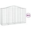 vidaXL Gabionkurver buede 11 stk 200x50x120/140 cm galvanisert jern