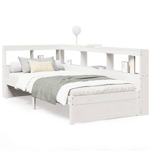 vidaXL Seng med bokhylle uten madrass hvit 90x200 cm heltre furu