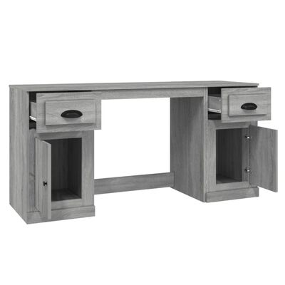 Skrivebord med skap grå sonoma konstruert tre