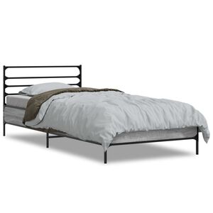 vidaXL Sengeramme gr&aring; sonoma 90x200 cm konstruert tre og metall