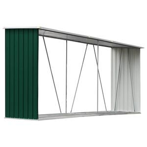 vidaXL Vedskjul galvanisert st&aring;l 330x84x152 cm gr&oslash;nn