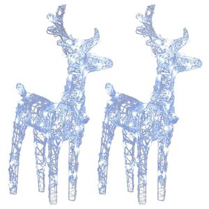 vidaXL Julereinsdyr 2 stk kaldhvit 80 LED akryl