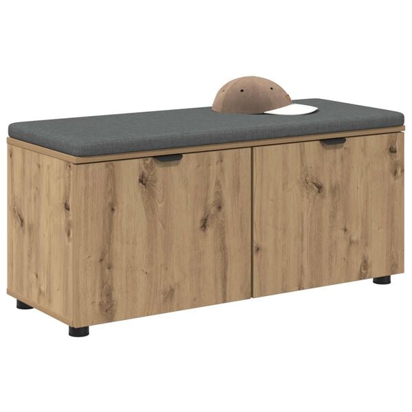 vidaXL Gangbenk med pute med lagring Artisan Eik 100 x 38 x 46 cm