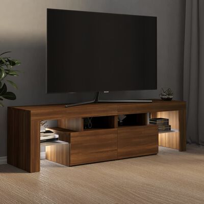 vidaXL TV-benk med LED brun eik 140x36,5x40 cm
