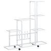 vidaXL Blomsterstativ med hjul 94,5x25x92,5 cm hvit metall