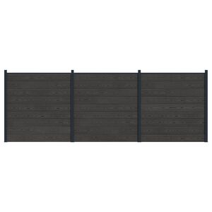 vidaXL Gjerdeplate 3 pcs WPC og Aluminium Svart