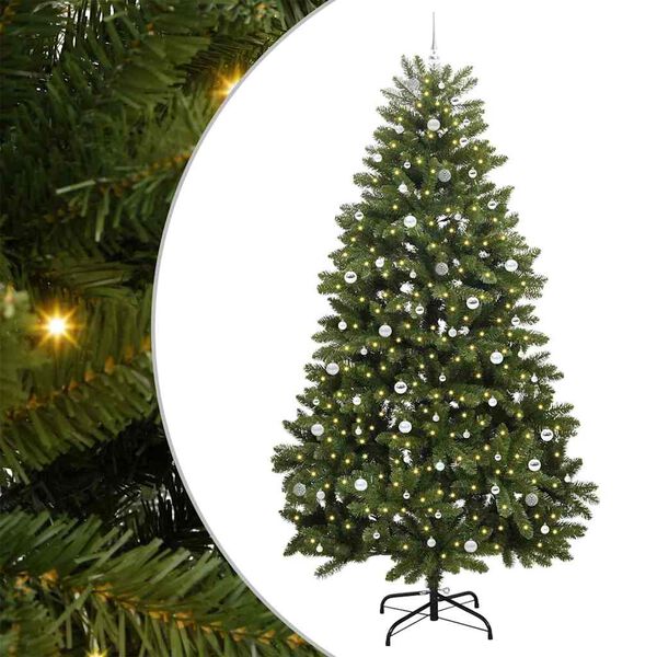 vidaXL Kunstig juletre med 300 LED gr&oslash;nn 300 cm PVC og metall