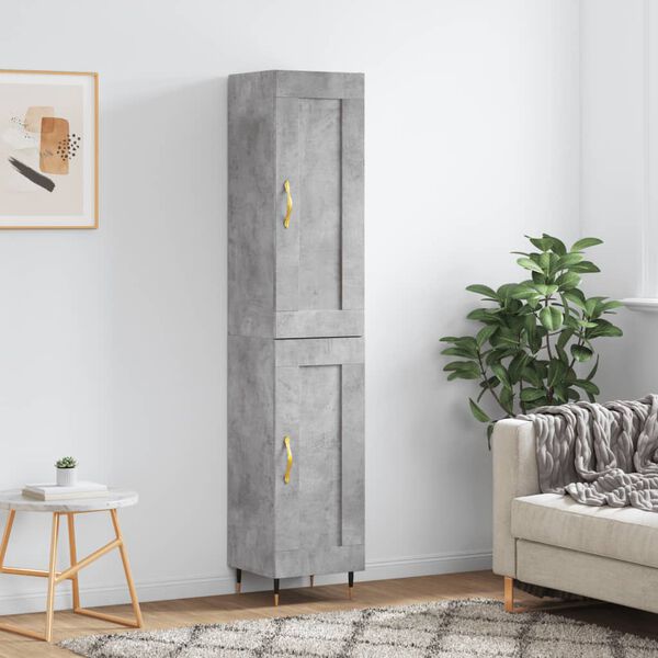 vidaXL Highboard betonggr&aring; 34,5x34x180 cm konstruert tre