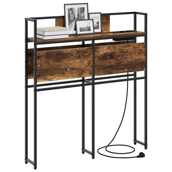 vidaXL Lagringshodegavl med hylle R&oslash;kt eik 100 cm Konstruert tre