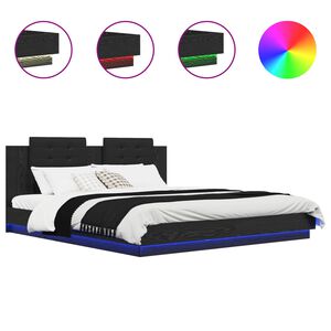 vidaXL Sengestamme med hodegatt Svart Eik 200 x 200 cm Konstruert tre