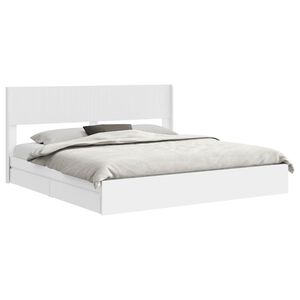 vidaXL Sengramme med oppbevaring og hodegavl Hvit 180 x 200 cm