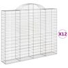 vidaXL Gabionkurver buede 12 stk 200x30x160/180 cm galvanisert jern