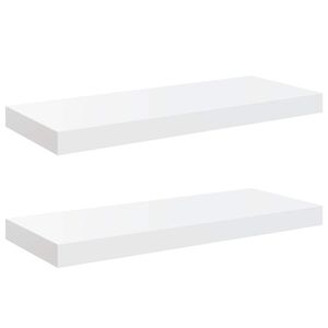 vidaXL Flytende vegghyller 2 stk h&oslash;yglans hvit 60x23,5x3,8 cm MDF