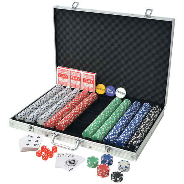 vidaXL Pokersett med 1000 sjetonger aluminium