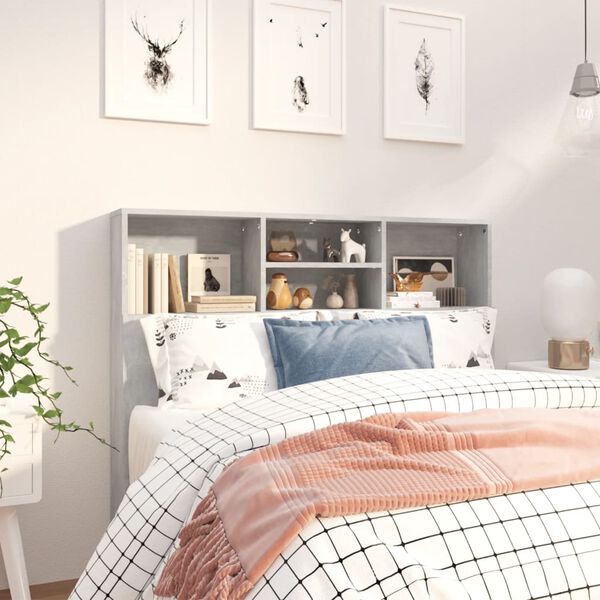 vidaXL Sengegavlskap betonggrå 120x19x103,5 cm