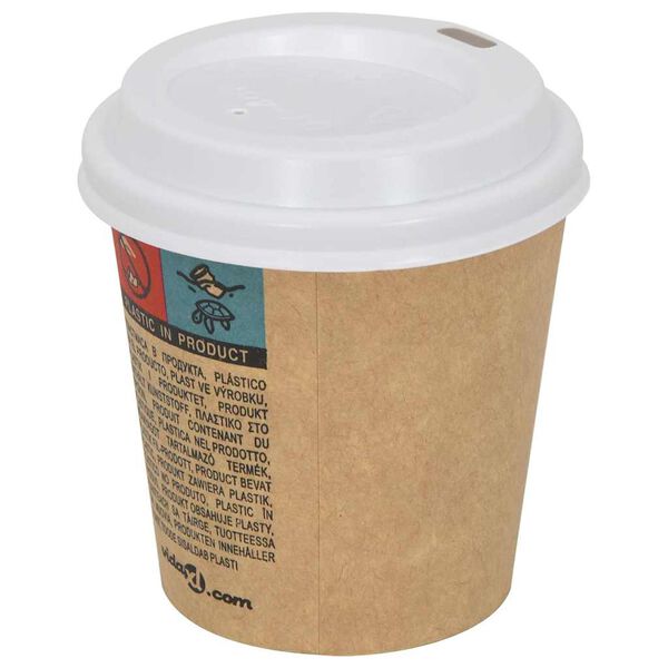 vidaXL Papir kaffekopp lokk Ø60 mm 4oz 1000 stk hvit plast