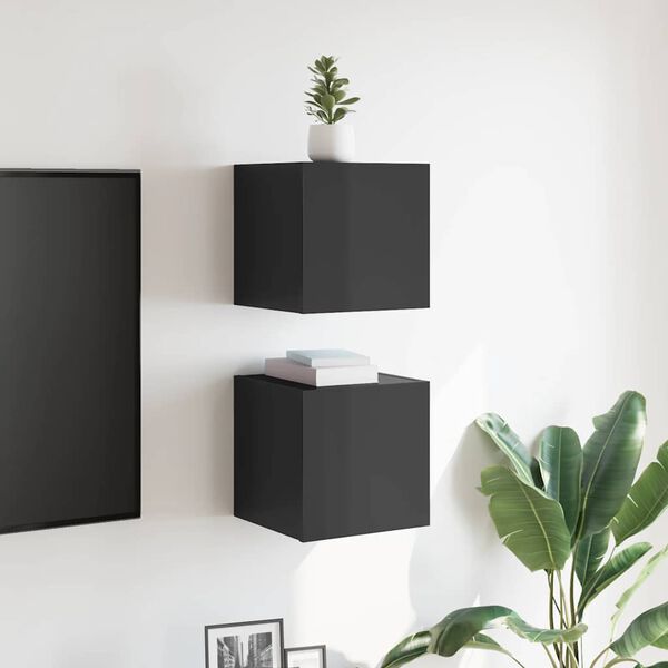 vidaXL Vegghengte TV-benker 2 stk h&oslash;yglans gr&aring; 30,5x30x30 cm