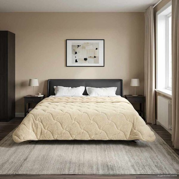 vidaXL Vinter Dynen Krem 200 x 200 cm Mikrofiber og Teddy fleece